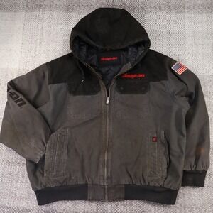 Snap-on Mens 2XL Color Block Hooded Work Jacket Charcoal Black J15-00066